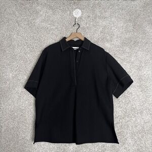 Victoria Beckham Pointed Collar Short-Sleeve Shirt, Brand Size 8